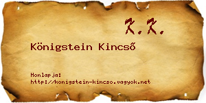 Königstein Kincső névjegykártya